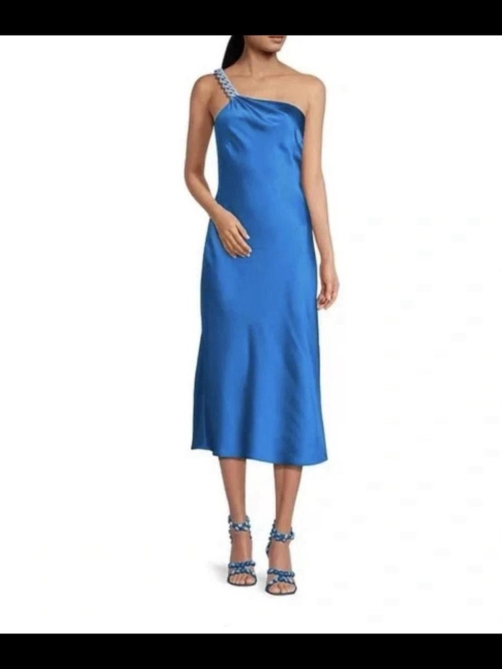 GIANNI BINI x Jess Southern Shelby One Shoulder Chain Satin Sheath Dress